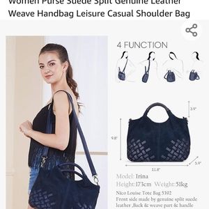 Navy blue split suede leather cross body bag